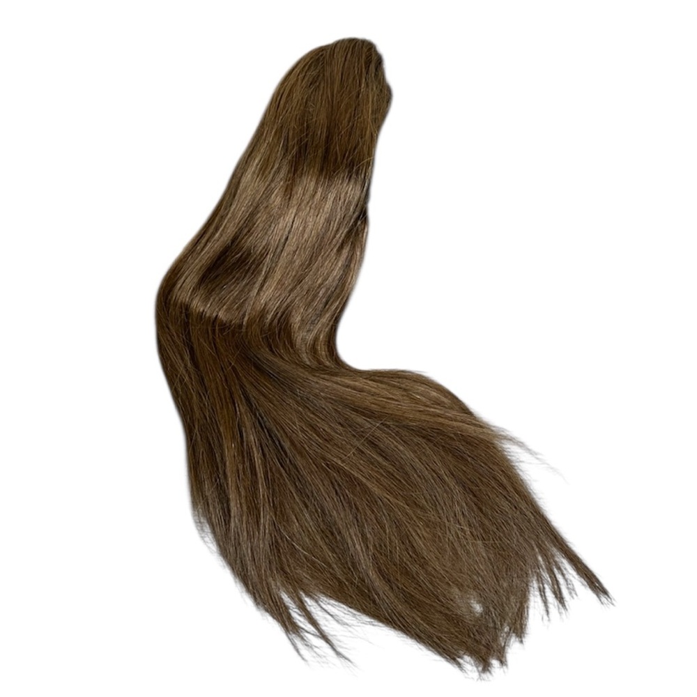 Natural Brown Human Hair Claw Clip 14 Inch Ponytail Extension